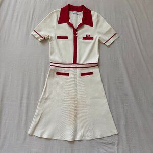 Sandro Irene Knit Contrast Stripe A Line Dress